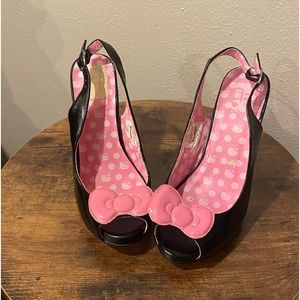 Sanrio Hello Kitty Peep Toe Heels with Pink Bows